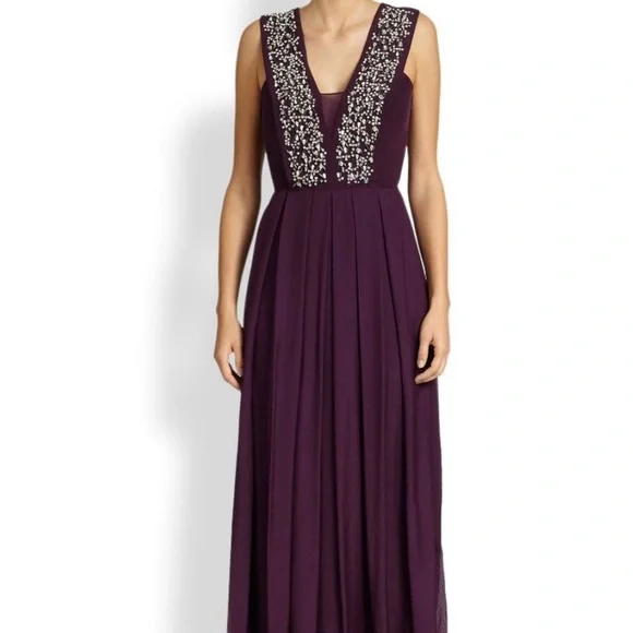 Rebecca Taylor | Dresses | Nwt Rebecca Taylor Purple Embellished Silk Gown  Maxi Dress Size 2
